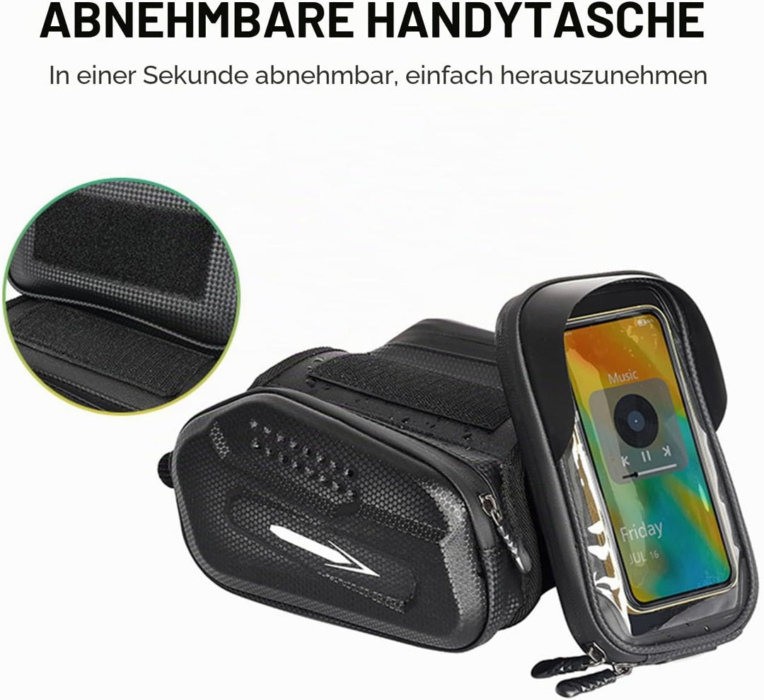Fahrrad Rahmentasche Wasserdicht Fahrradtasche Rahmen Handytasche mit TPU Sensitivem Touchscreen für