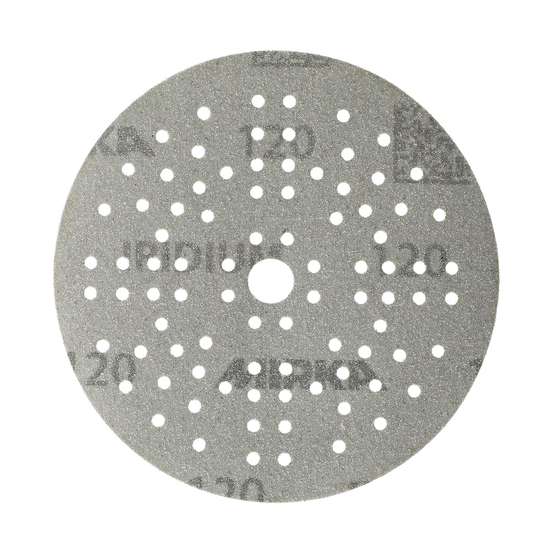 Mirka Iridium Premium-Schleifpapier Ø 125mm Klett 89-Loch, Korn 120, 100 Stk/Zum Schleifen von Lack,