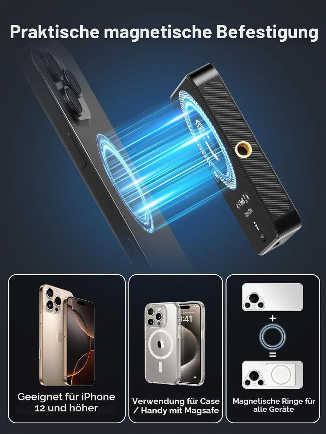 Smiling Shark Tragbar Video Licht, Camera Foto Licht mit Clip 2000mAh Wiederaufladbar 3 Farben CRI 8