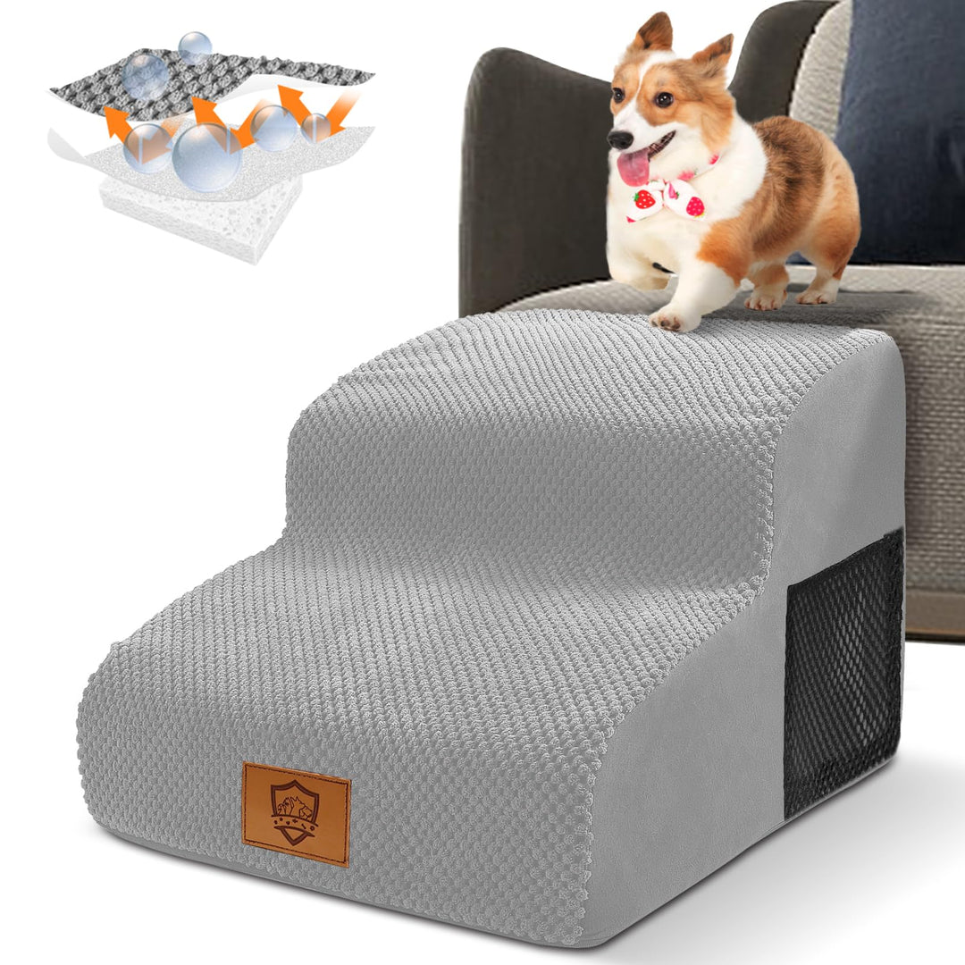 Hundetreppe für Kleine Hunde, Haustiertreppe mit Waschbarer Bezug, rutschfeste Treppe für Hunde,Trag