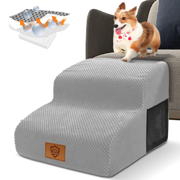 Hundetreppe für Kleine Hunde, Haustiertreppe mit Waschbarer Bezug, rutschfeste Treppe für Hunde,Trag