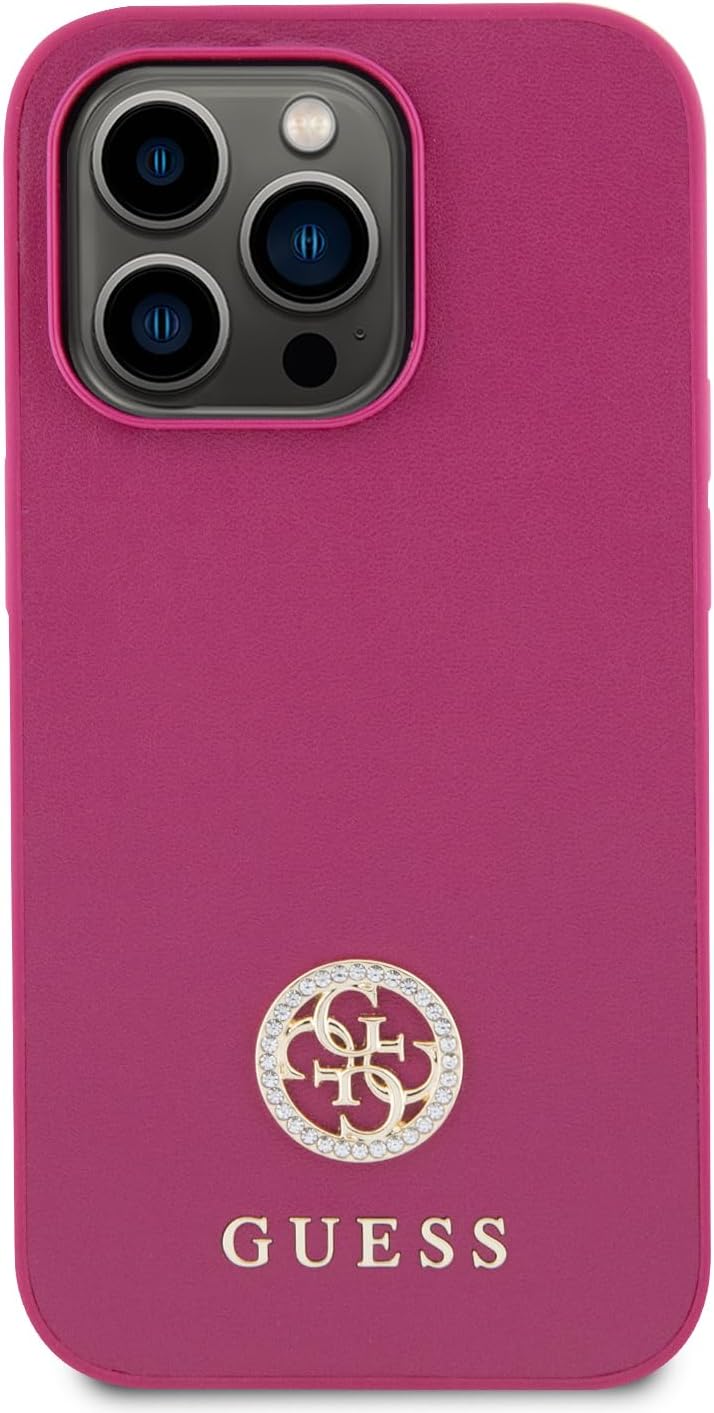 CG MOBILE Guess PU Metal 4G Strass Hülle für iPhone 15 Pro Max (Pink) rose, rose