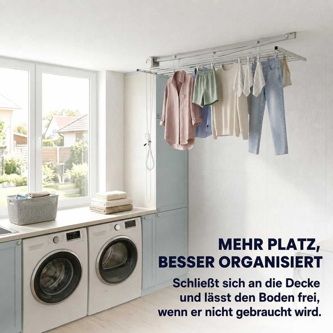 Foxydry Mini, Decke-Wäscheständer, vertikaler Wäscheständer, zusammenklappbar in Aluminium und Stahl