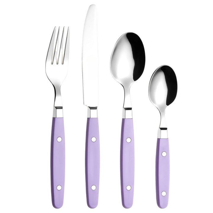 EXZACT Besteckset 24-teilig aus Edelstahl – mit Nietengriffen/Besteck im Retro-Stil – 6 x Tafelgabel