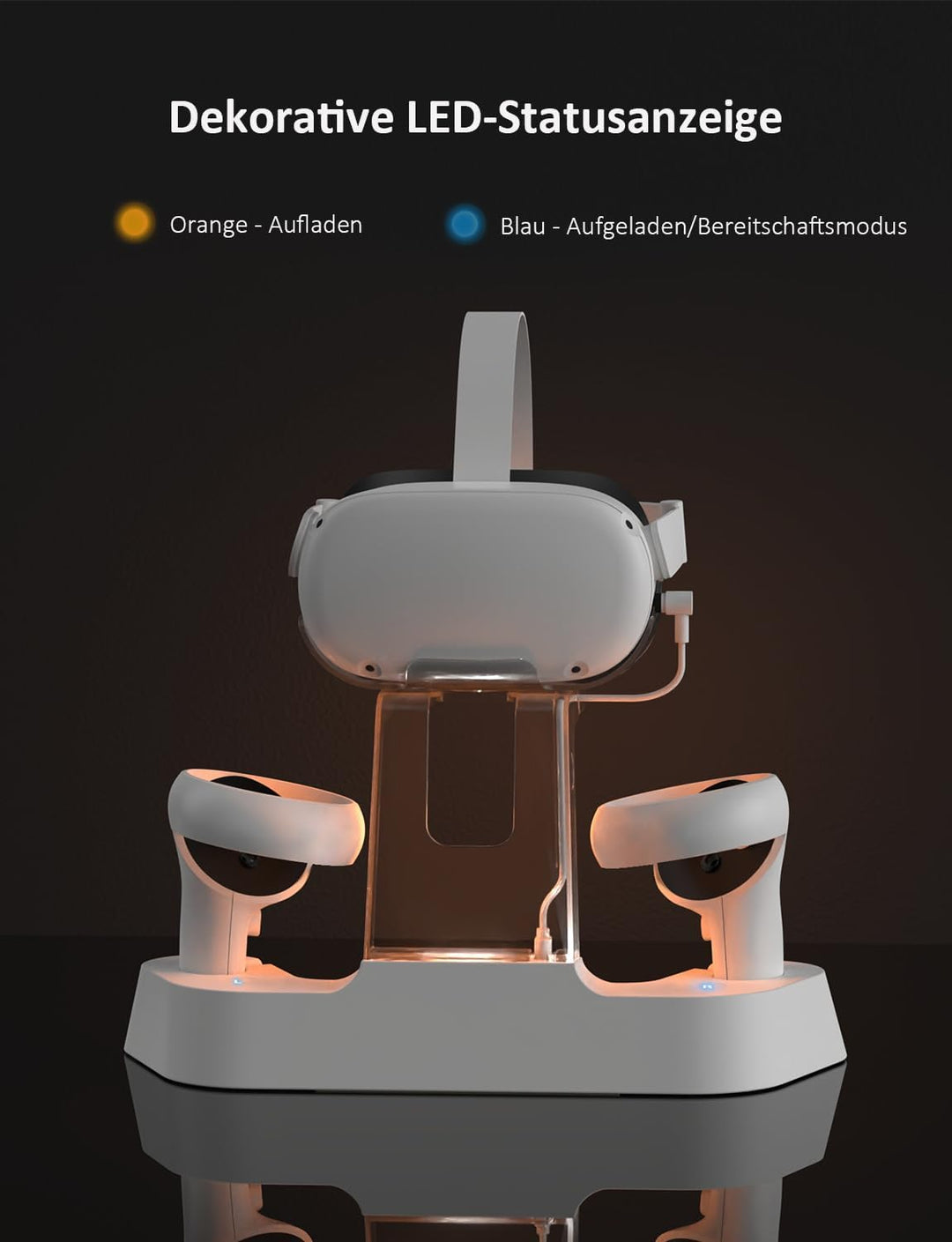 NexiGo Ladestation für Oculus Quest 2 Zubehör, Headset-Displayhalter und Controller-Halterung, [Supp