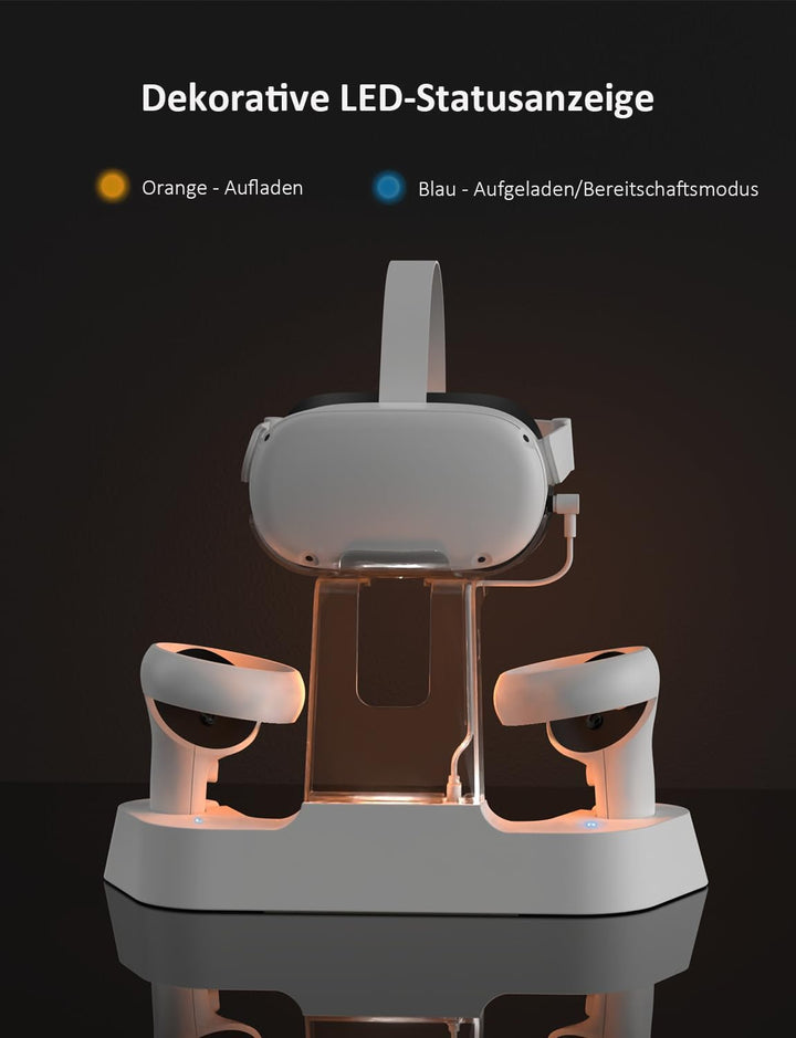 NexiGo Ladestation für Oculus Quest 2 Zubehör, Headset-Displayhalter und Controller-Halterung, [Supp