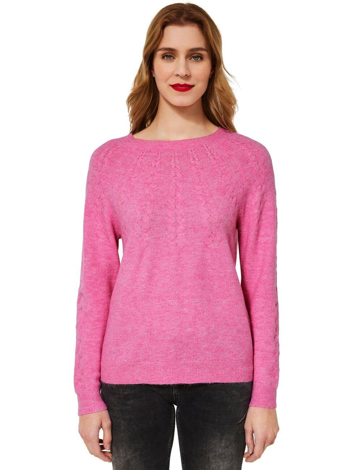 Street One Damen Strickpullover 36 Pink Crush Melange, 36 Pink Crush Melange