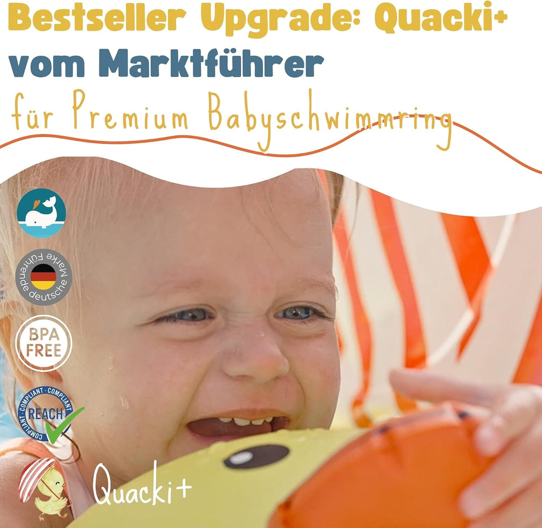 EDWEKIN® Einzigartiger Baby Schwimmtrainer mit abnehmbarem Sonnendach, Ente Schwimmring Baby, Baby S