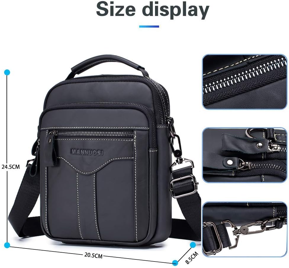 MANNUOSI Herren Schultertaschen business Freizeit Henkeltaschen echtleder vintage Handtaschen Einhei
