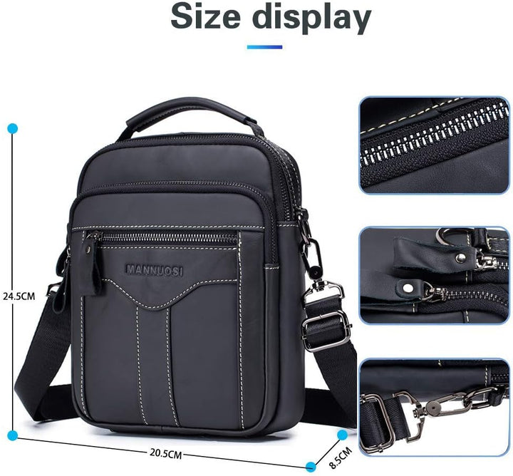 MANNUOSI Herren Schultertaschen business Freizeit Henkeltaschen echtleder vintage Handtaschen Einhei