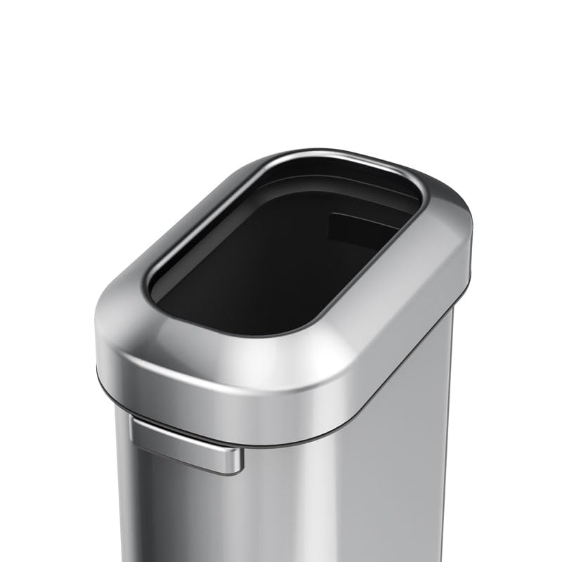 PROREGAL Stilvoller ovaler offener Abfallsammler aus gebürstetem Edelstahl | 60 Liter, HxBxT 65x46,2