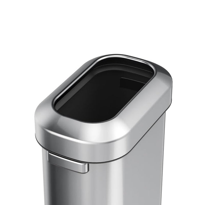 PROREGAL Stilvoller ovaler offener Abfallsammler aus gebürstetem Edelstahl | 60 Liter, HxBxT 65x46,2