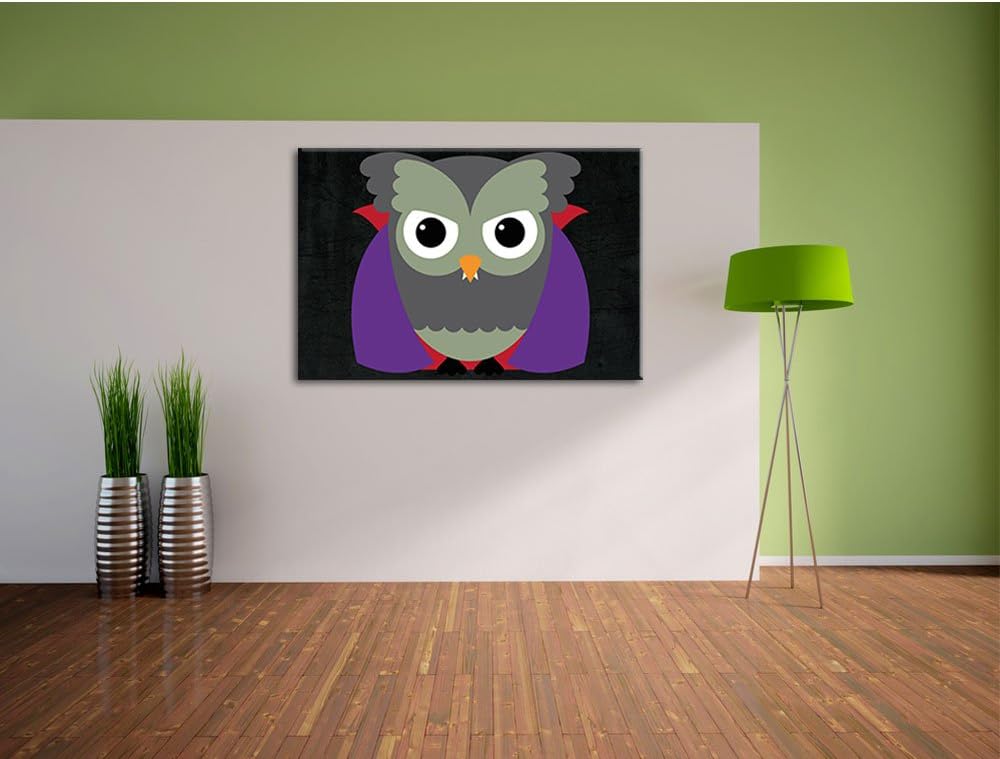 Vampir Eule schwarz, Format: 100x70 auf Leinwand, XXL riesige Bilder fertig gerahmt mit Keilrahmen,