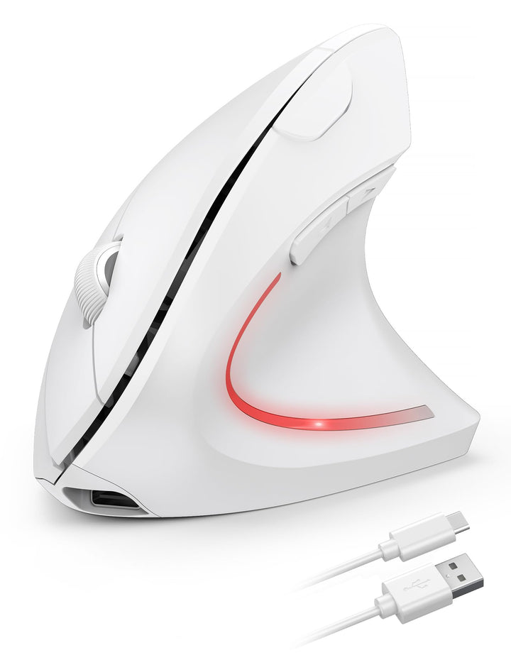TECKNET Wiederaufladbar Ergonomische Maus Kabellos, 2.4G Optische Vertikale Maus Ergonomisch, 5 Eins