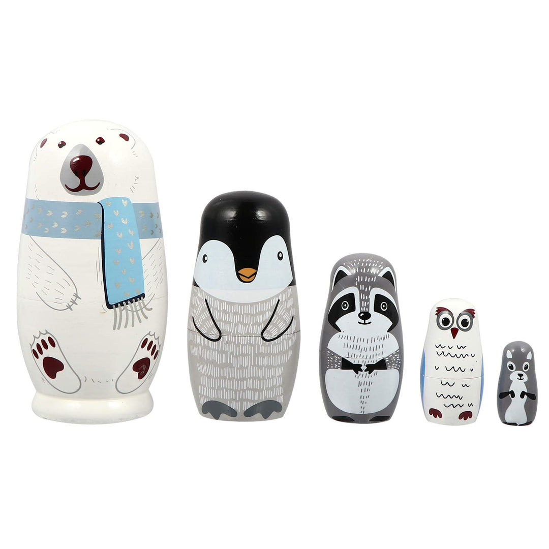 HEALLILY 5 Stück Matryoshka Babuschka Holz Klassisch Russische Matroschka Puppen Bär Figur Verschach