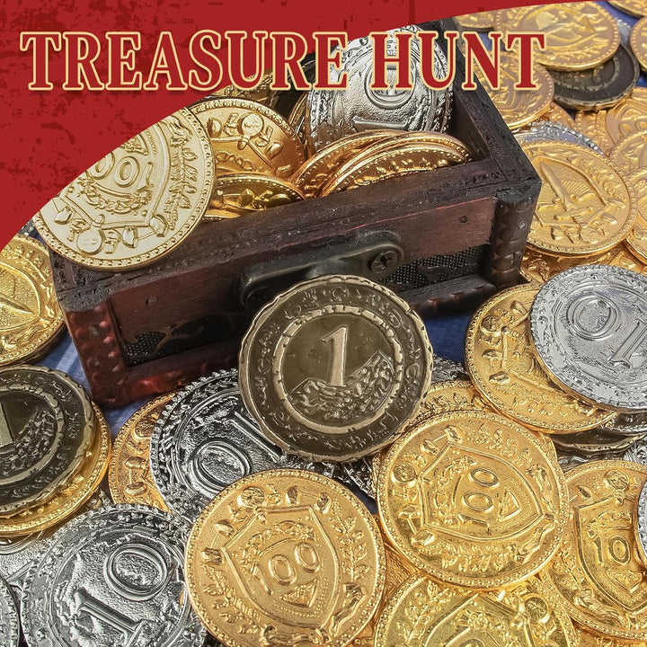 Byhoo 100 PCS Metall DND Münzen, 1,2“ Gold Silber Kupfer Token mit Nennwert für Brettspiel und Table