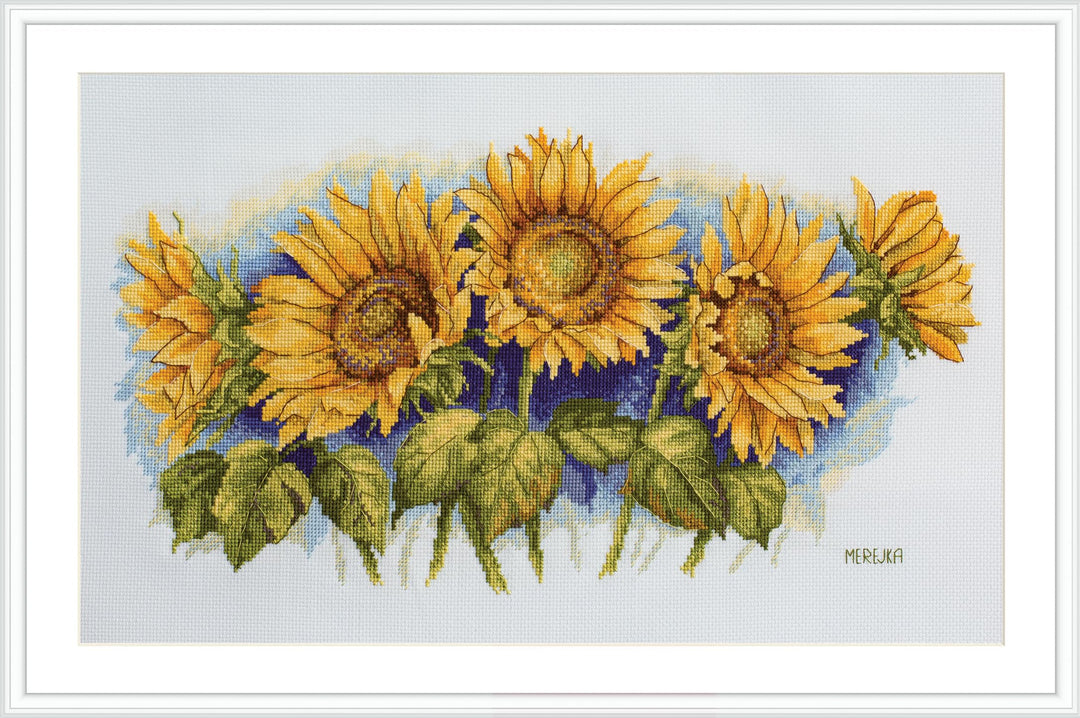 Merejka K-125 Helle Sonnenblumen Zählmuster Kreuzstichset, Baumwolle, mehrfarbig, 43x34 cm