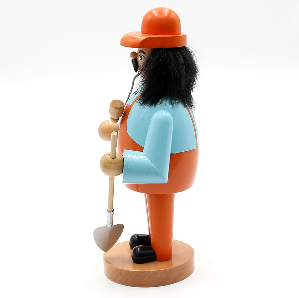 Dekohelden24 Lustiges Räuchermännchen als Bauarbeiter, ca. 20 cm, Holz, 520375, Bauarbeiter