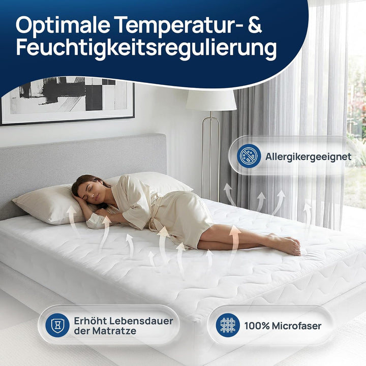 LILENO HOME Matratzenbezug 90x200 cm Reissverschluss - waschbarer Matratzenschoner aus Microfaser id