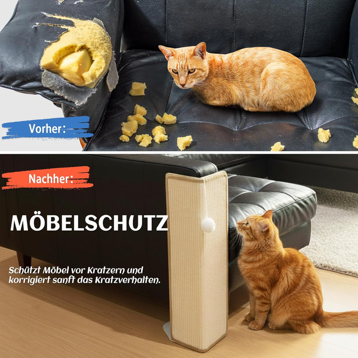 PETKARAY Katzenkratzbrett für unter Möbeln, 60 cm Sisal Kratzbrett für Sofa-Ecke, Katzen Kratzbaum,