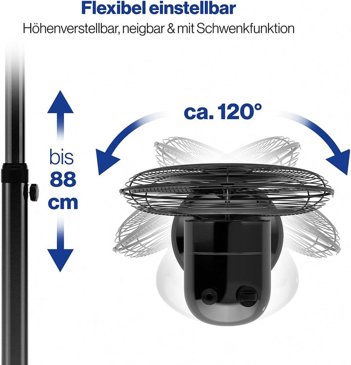 ProfiCare® Ventilator mit Schwenkfunktion | höhenverstellbar | Ventilator leise Ø 40cm | Standventil