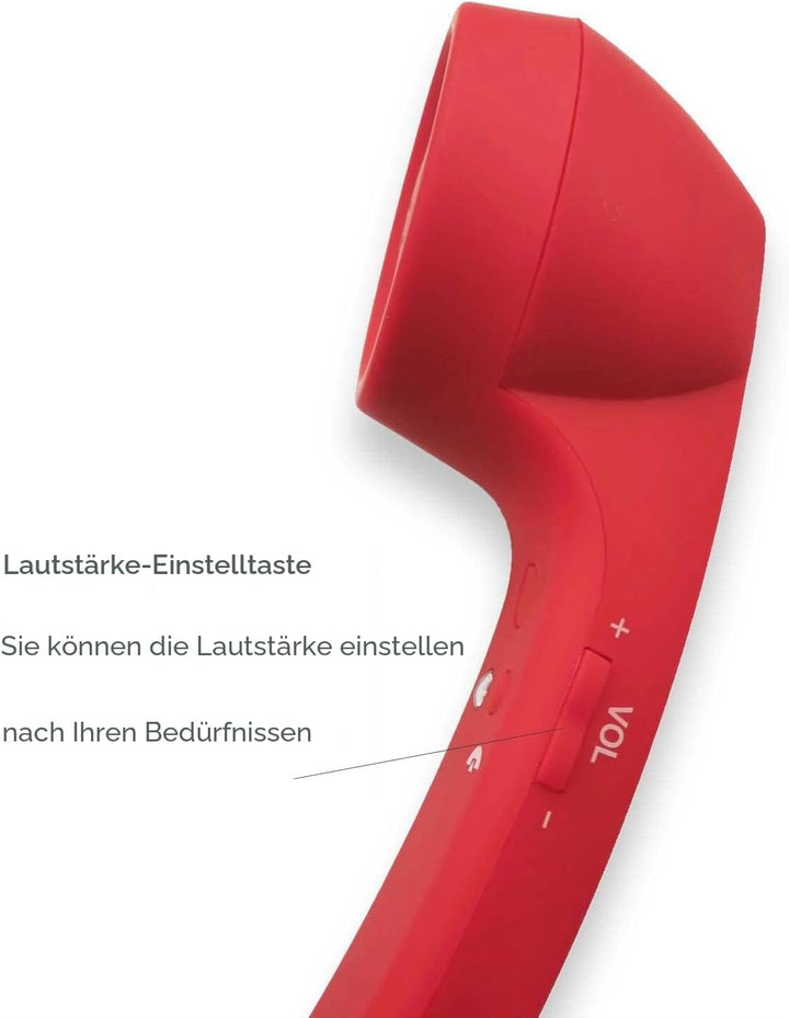 kabellose Retro-Telefonhörer Kopfhörer Bluetooth für EIN Handy mit bequemem Anruf,rot, Rot