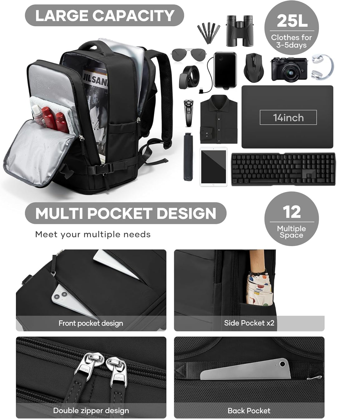 BJLFS Vakuum Rucksack Handgepäck mit Vakuumsystem Ryanair Handgepäck Reiserucksack Airbag Rucksack m