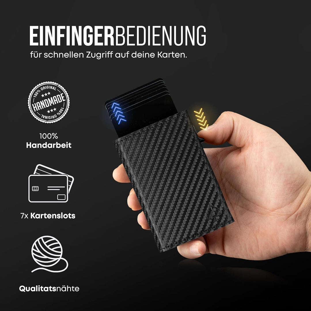 CARD Nine® Kartenetui mit RFID-Schutz - Smart Wallet - Pop-Up-Geldbörse - Cardholder - Portemonnaie