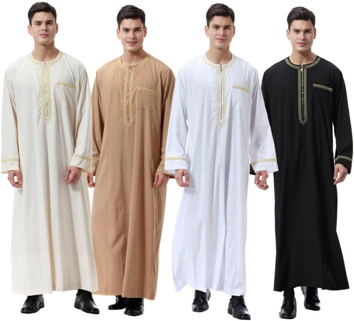 CAMDOM Naher Osten Arabische Herren Roben Muslimische Kaftan Kleidung V-Ausschnitt Thobe Arabisch Mu