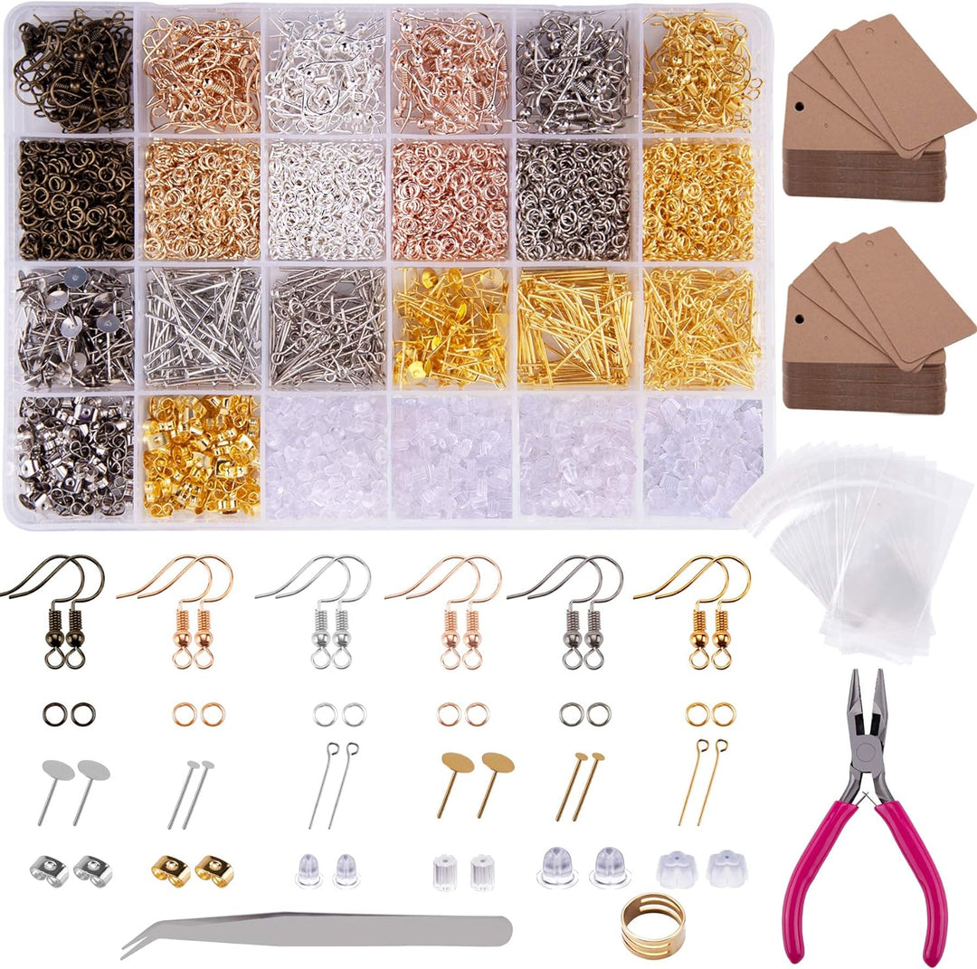 BQTQ Schmuck Basteln Zubehör, 4240 Stück Ohrring Machen Kit Ohrhaken Sprung Ringe Ohrstopper Ohrstec