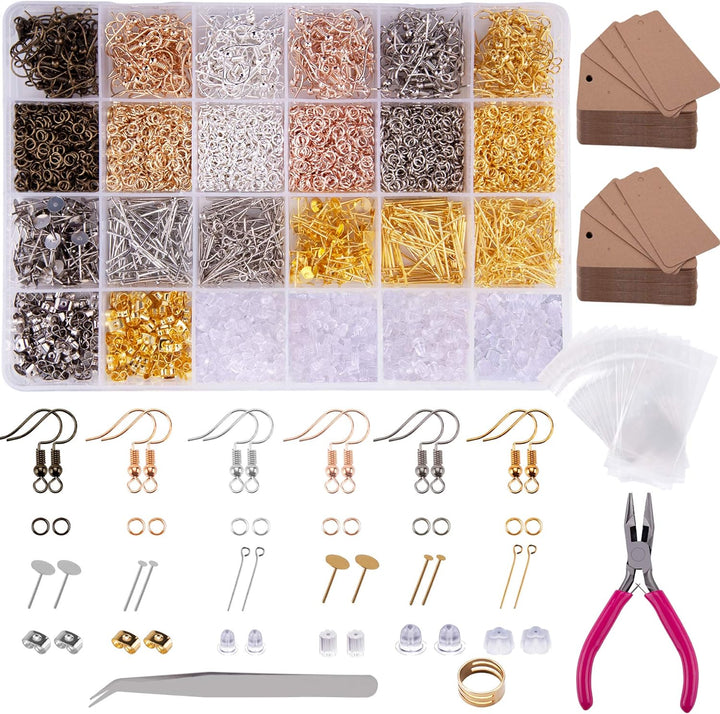 BQTQ Schmuck Basteln Zubehör, 4240 Stück Ohrring Machen Kit Ohrhaken Sprung Ringe Ohrstopper Ohrstec