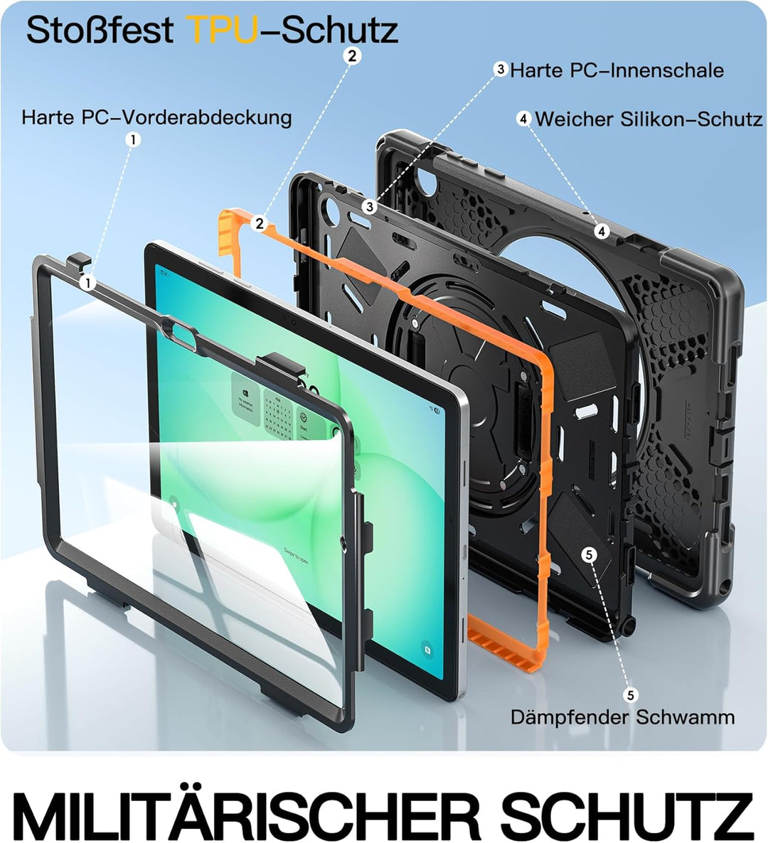 BRAECN für Galaxy Tab A11+ Hülle - Samsung Tablet A11 Plus 11" 2025 Schwarz | Stossfeste Schutzhülle
