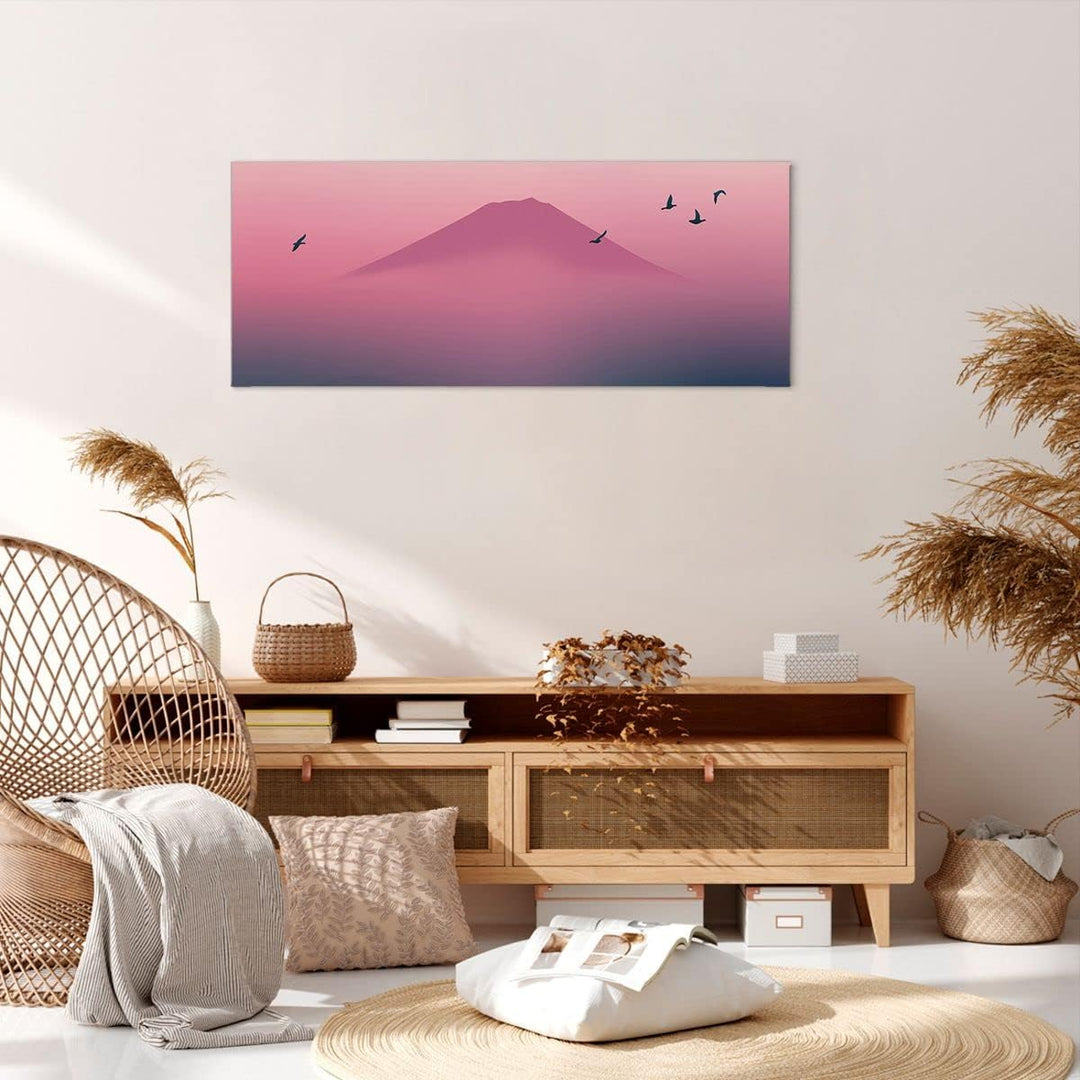 Wandbilder Dekoration Wohnzimmer Vulkan Vogel Natur Panorama Bilder auf Leinwand 120x50cm Leinwandbi
