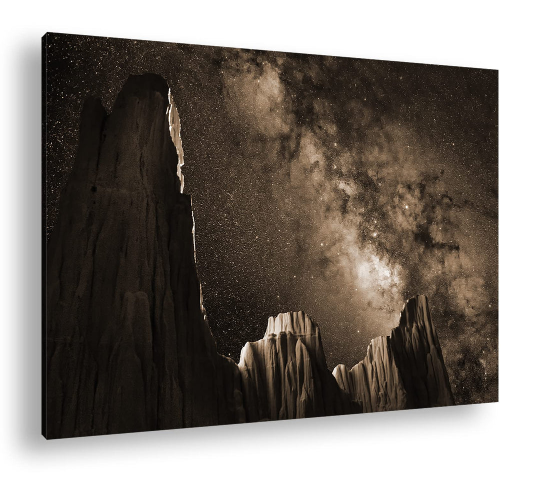 Hoch über den Bergen Effekt: Sepia, Format: 80x60 als Leinwandbild, Motiv fertig gerahmt auf Echthol
