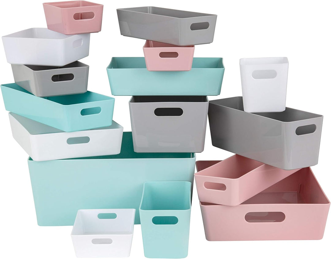 6x Ordnungsboxen - 6 cm hoch - GRAU - 25x10x6cm - 1 Liter - Ordnungskorb - Schubladenorganizer Schub