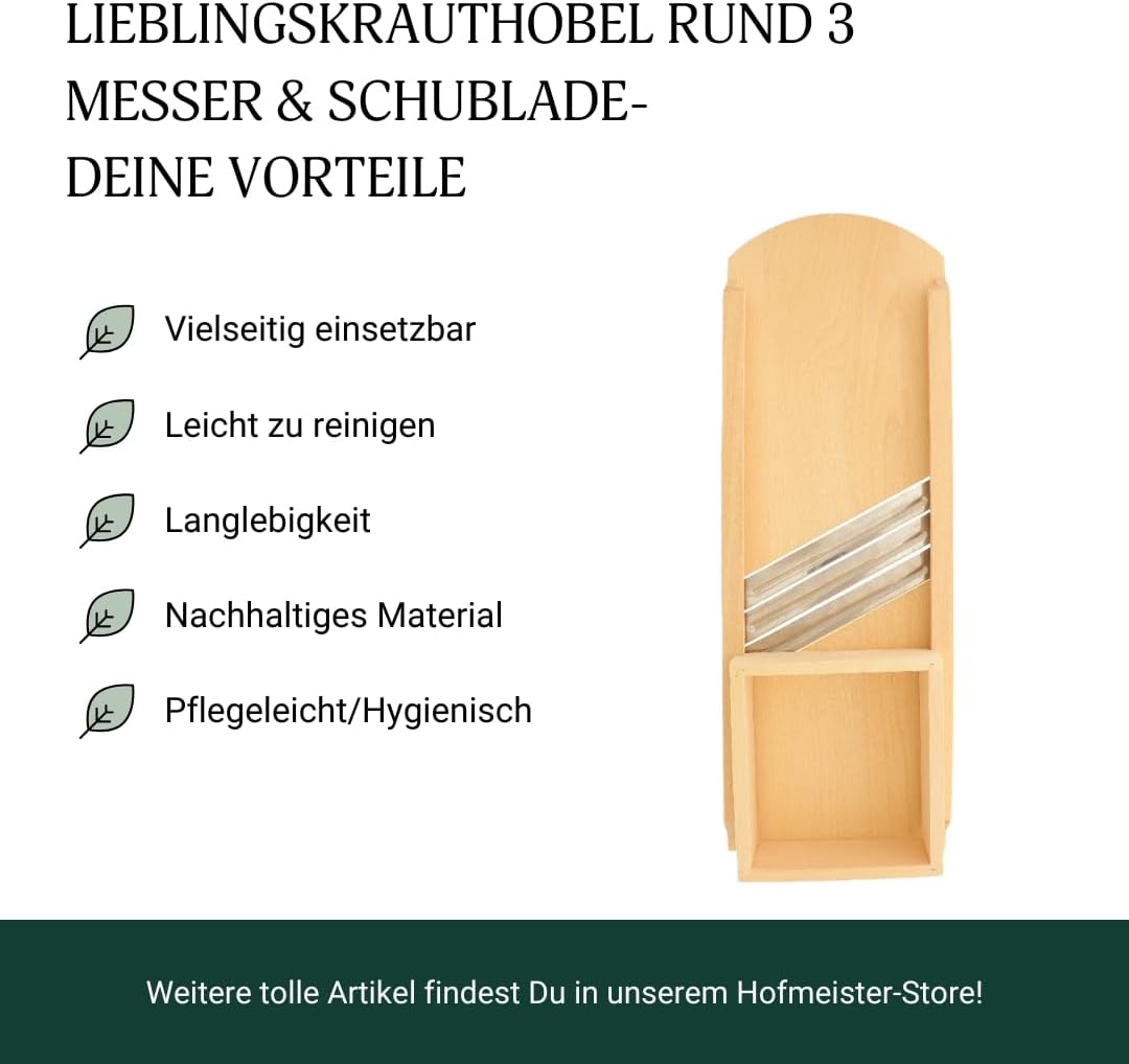 HOFMEISTER® Krauthobel, 65 cm, sicheres Schneiden von Krautköpfen & Gemüse dank beweglichem Schlitte