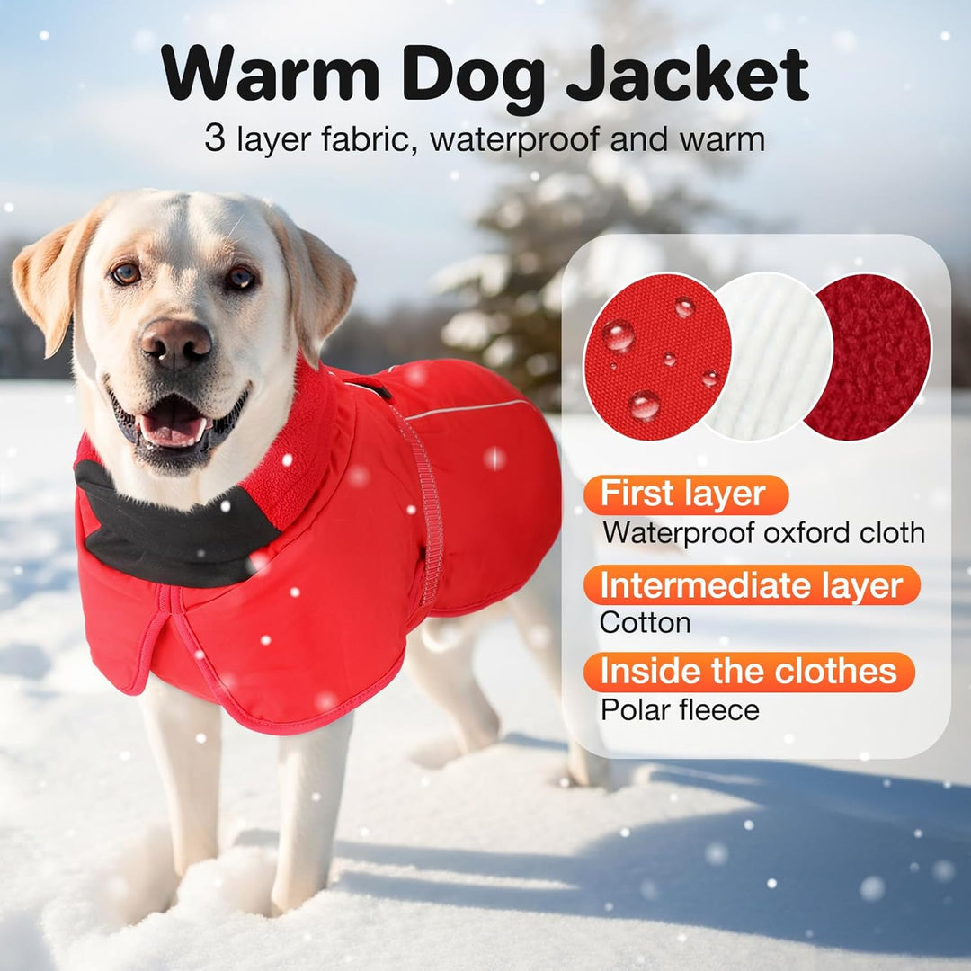 Warme Hundemäntel, wasserdichte Reflektierende Hundejacke, Winddichter Wintermantel mit Hohem Kragen