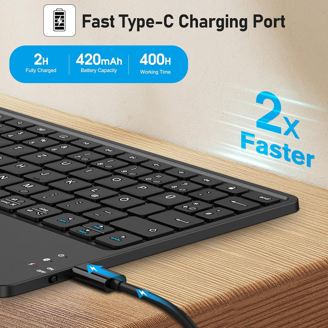 FINTIE Tastatur Hülle für iPad Pro 11 Zoll 2025/2024 (M5/M4), Soft TPU Rückseite Schutzhülle mit Sti