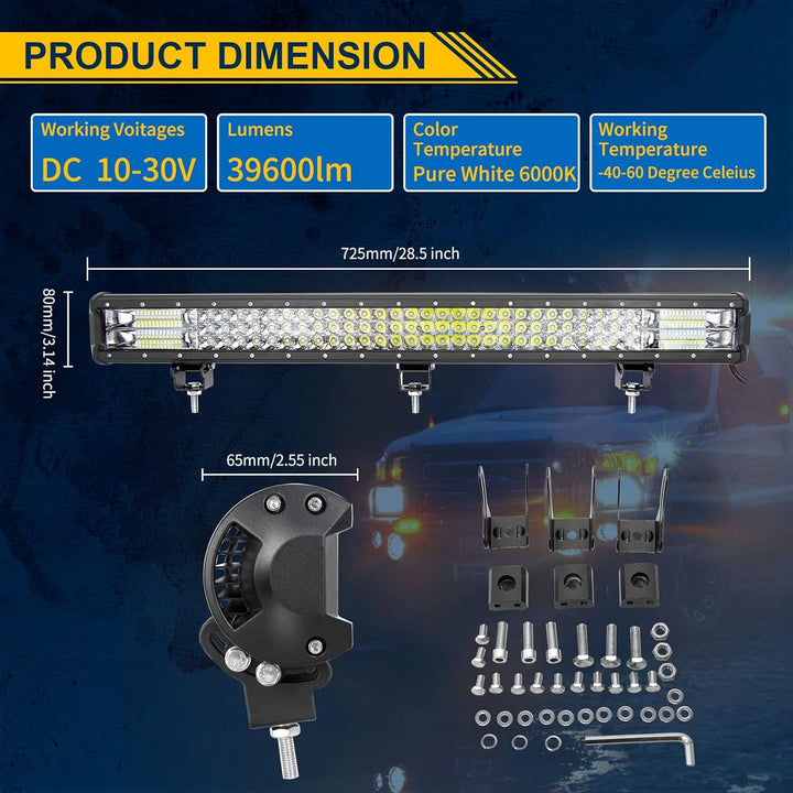 Willpower 28 Zoll LED Arbeitsscheinwerfer Bar 396W LED Scheinwerfer 12V 24V Flutlicht Spotlight LED