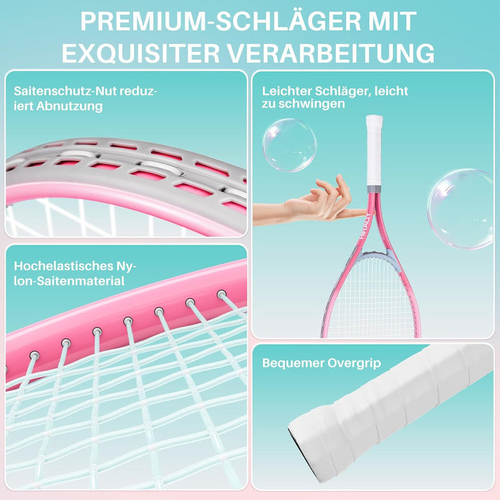 HIRALIY Tennisschläger-Set für Erwachsene, 68,6 cm, vorbespannte Tennisschläger für 2 Spieler, 2 Ove