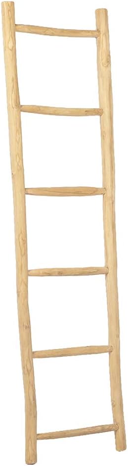 Teak Deko-Leiter KEPALA H180cm Natural Handtuchhalter Kleiderständer Holzleiter