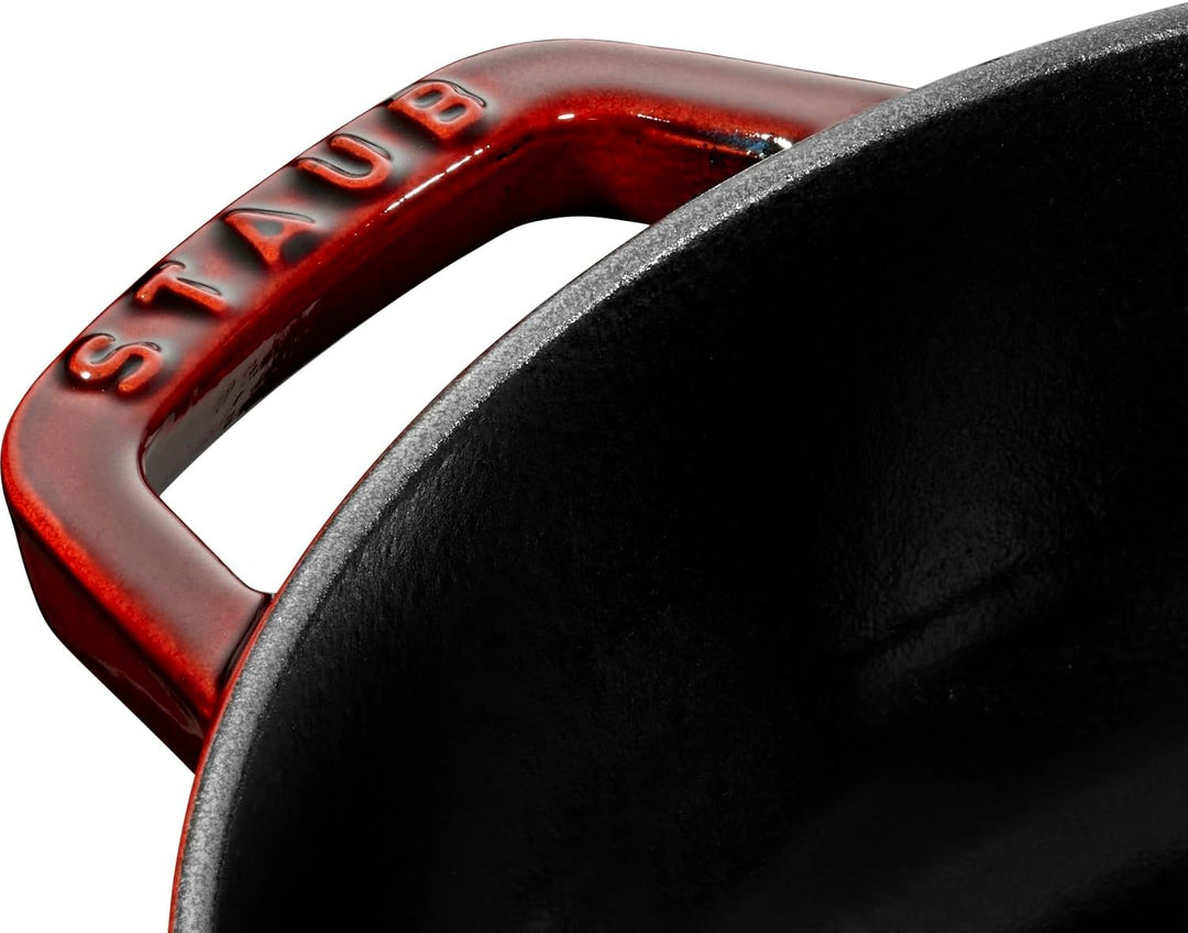 STAUB Gusseisen Bräter, Chistera Tropfenstruktur im Deckel, Rund 28 cm, 3,7 L, Grenadine Rot Grenadi