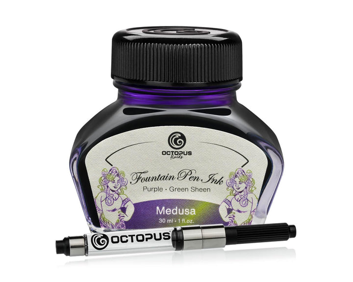 Octopus Fluids Füllhaltertinte Sheen mit Konverter, Medusa, Violett, 30 ml Medusa 30 ml, Medusa 30 m