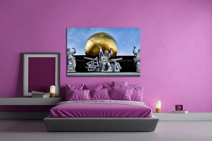 deyoli Atlas Skulptur in Vienna Österreich Format: 100x70 als Leinwand, Motiv fertig gerahmt auf Ech