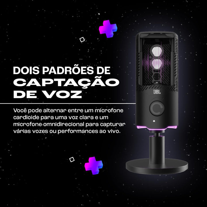 JBL Quantum Stream Mikrophon – USB-Mikrofon mit zweifachem Kondensator für Streaming, Aufnahmen und