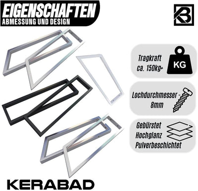 KERABAD 2 Stück Design Konsolenhalter Trapez für Waschtischplatte, Waschtischhalter, Regalhalter, We