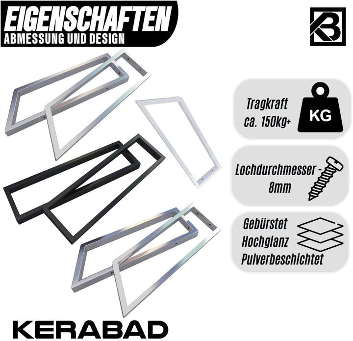 2 Stück Design Regalhalterung Schwarz für Waschtischplatte, Waschtischkonsole, Regalhalter, Konsole,