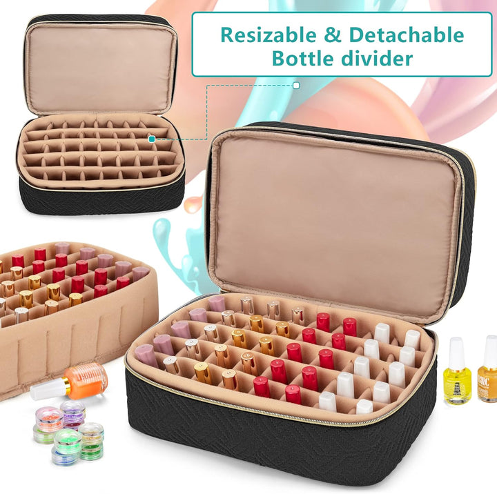 BAFASO Nagellack Aufbewahrung, Nagellack Organizer Tasche für 40 Flaschen(bis zu 15 ML), Doppelschic