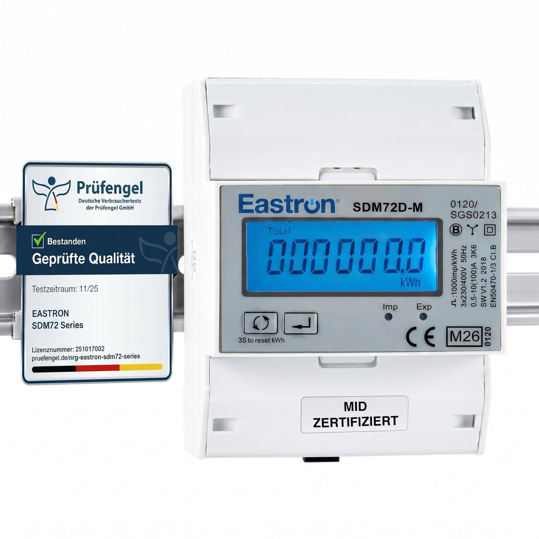 3-Phasen Zweirichtungs-Drehstromzähler [SDM72DM-V2] mit RS485 Modbus, S0-Impulsausgang und LCD-Displ