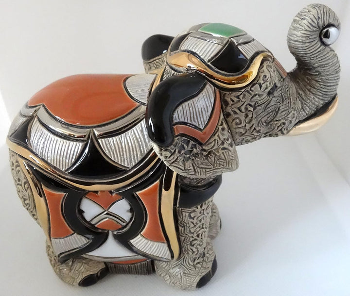 De Rosa Rinconada, Handbemalte Keramikskulptur, Asiatischer Elefant